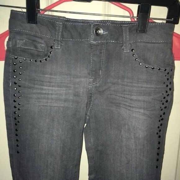 🍭 LUCKY BRAND Y2K Zoe Skinny Jeans Gray Distressed Beaded GIRL’S 10 EUC 🎉HP🎉 - Picture 8 of 16
